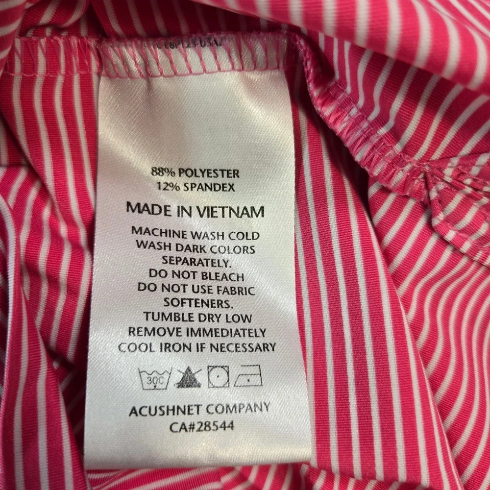 FootJoy Men's XL Pink White Striped Eagle Mountain Golf Polo Shirt Short Sleeve